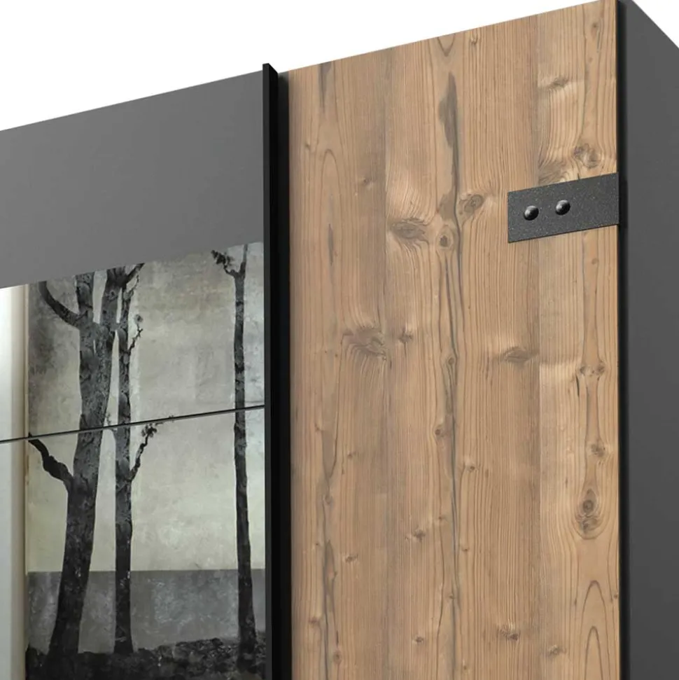 Kleiderschrank in Tanne Dekor & Grau - Ardila