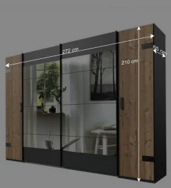 Kleiderschrank in Tanne Dekor & Grau - Ardila