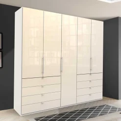 Kleiderschrank mit Glasfront in Cremefarben - Zidarie