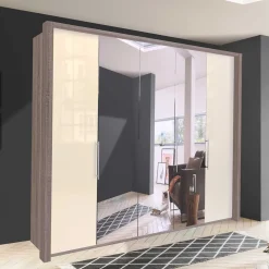 Kleiderschrank mit Glasfront - Spiegel & Creme - Bernau