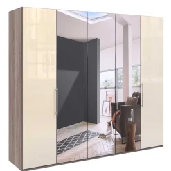 Kleiderschrank mit Glasfront - Spiegel & Creme - Bernau