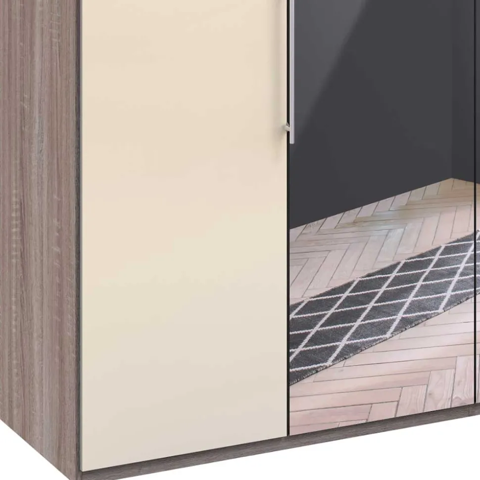 Kleiderschrank mit Glasfront - Spiegel & Creme - Bernau