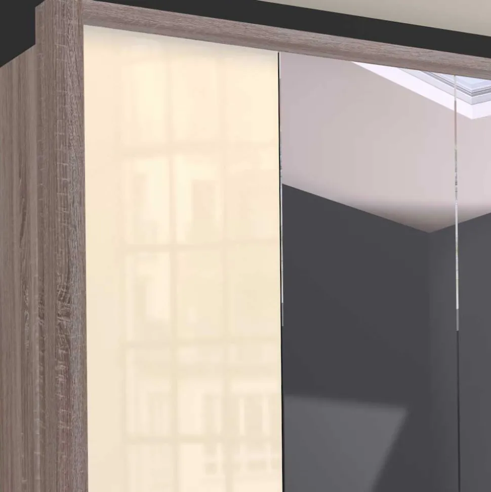 Kleiderschrank mit Glasfront - Spiegel & Creme - Bernau