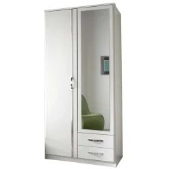 Kleiderschrank mit Spiegel in Weiß & Chrom - Miracella