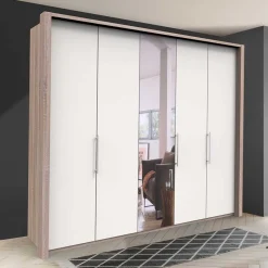 Kleiderschrank mit Spiegeltür & 2 Falttüren - Vaclyn