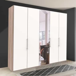Kleiderschrank mit Spiegeltür & 2 Falttüren - Vaclyn