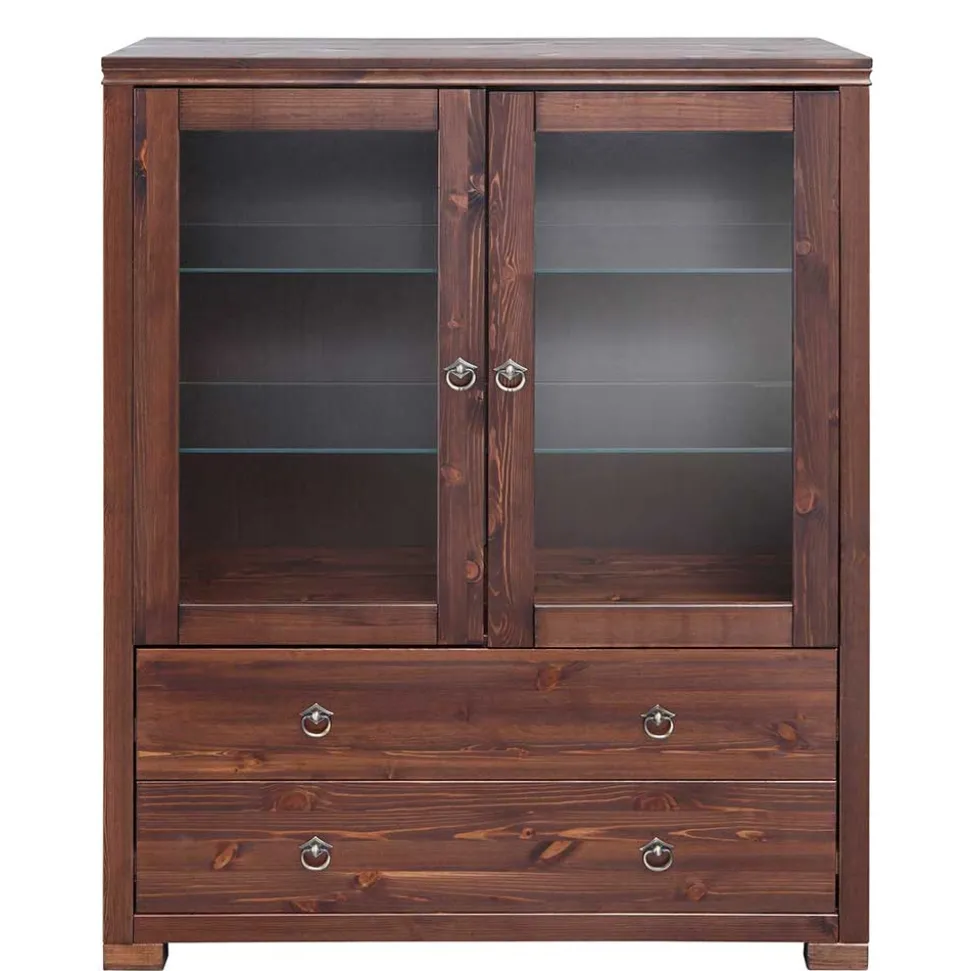 Kleiner Vitrinenschrank in Dunkelbraun - Luvin