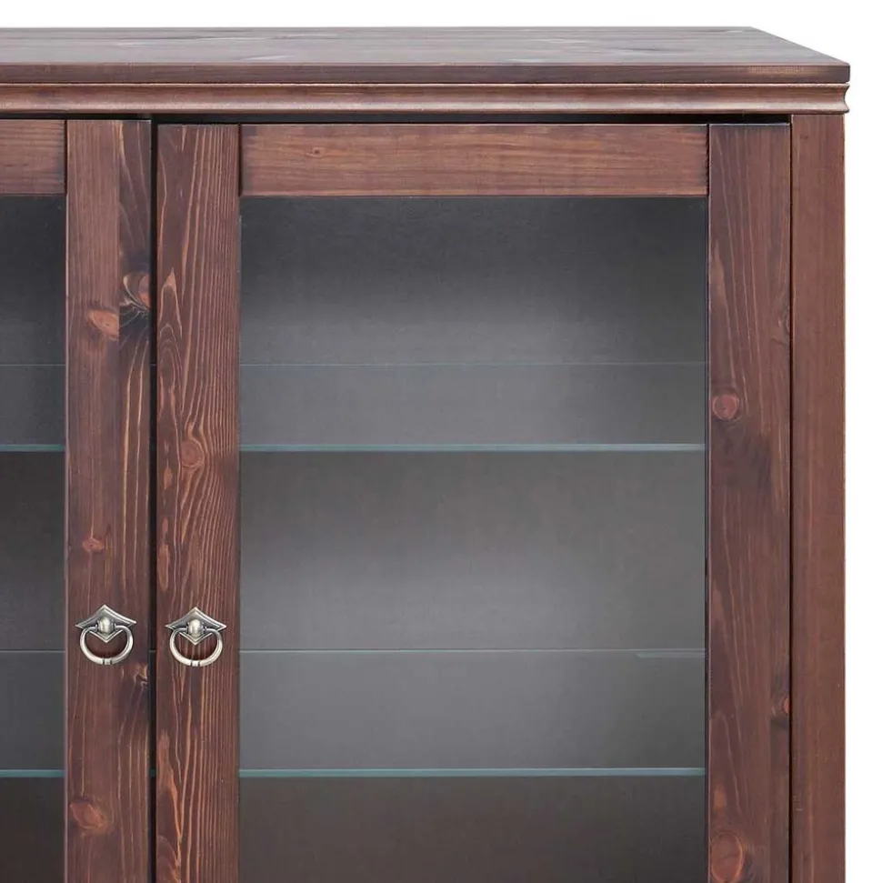 Kleiner Vitrinenschrank in Dunkelbraun - Luvin