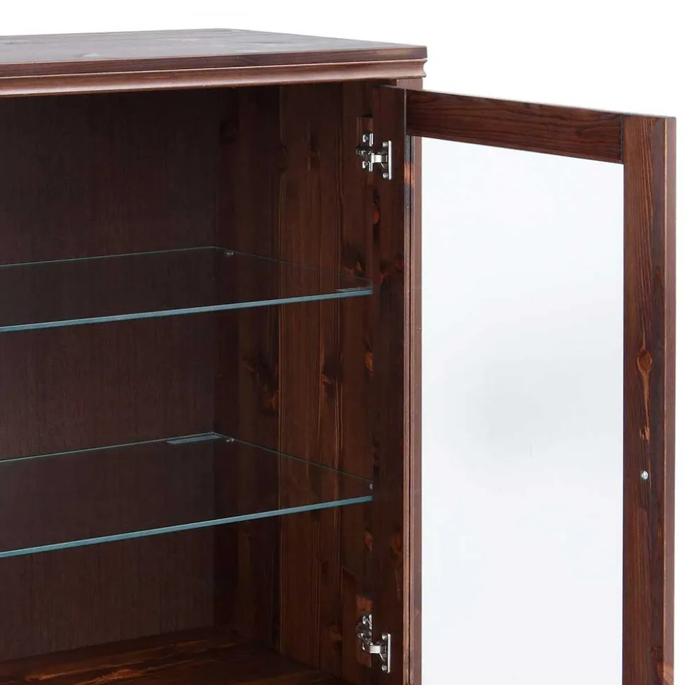 Kleiner Vitrinenschrank in Dunkelbraun - Luvin