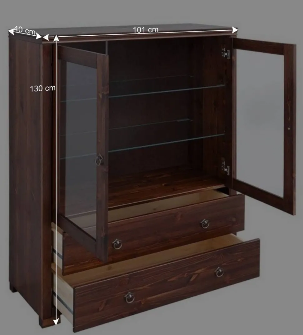 Kleiner Vitrinenschrank in Dunkelbraun - Luvin