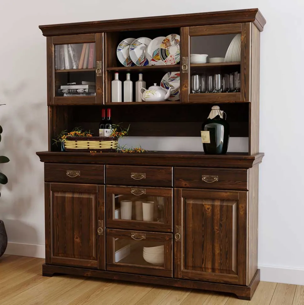 Kolonialstil Buffet in Kiefer dunkel - Jurcavs