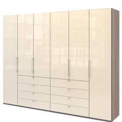 Kombi Kleiderschrank in Creme Glas - Tauron
