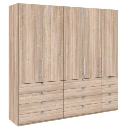 Kombi Kleiderschrank in Eiche sägerau Holzoptik - Zayun