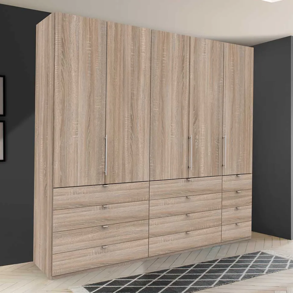 Kombi Kleiderschrank in Eiche sägerau Holzoptik - Zayun