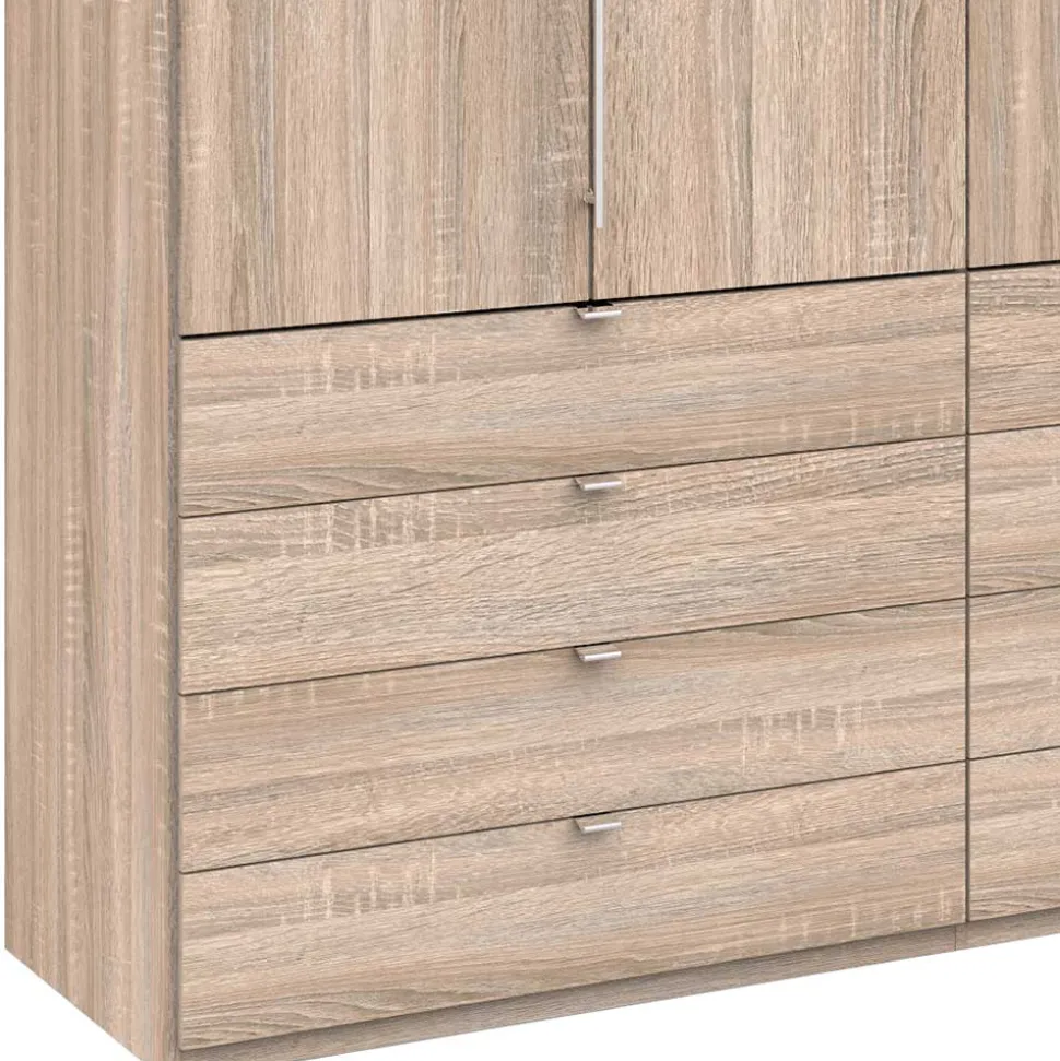 Kombi Kleiderschrank in Eiche sägerau Holzoptik - Zayun