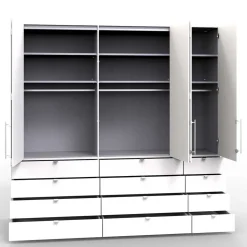 Kombi Kleiderschrank mit 12 Schubkästen - Bosays