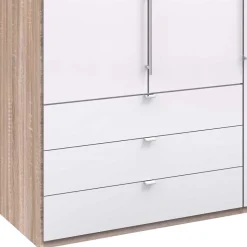 Kombi Schlafzimmer-Kleiderschrank in Weiß Glas - Bosays