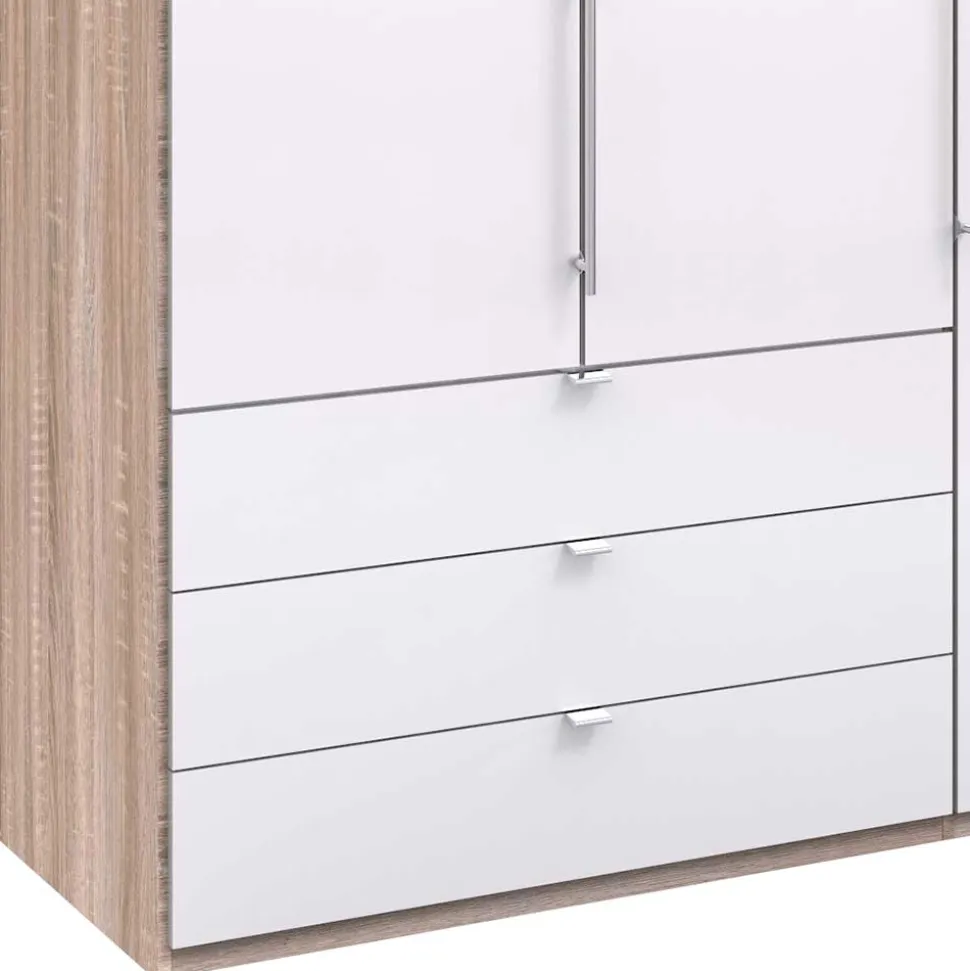 Kombi Schlafzimmer-Kleiderschrank in Weiß Glas - Bosays