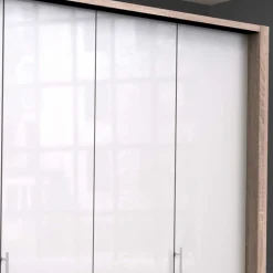 Kombi Schlafzimmer-Kleiderschrank in Weiß Glas - Bosays