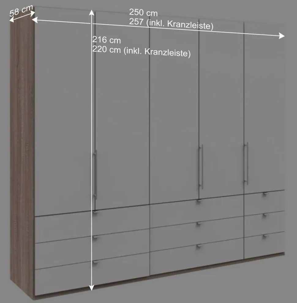 Kombi Schlafzimmerschrank mit neun Schubladen - Vaclyn