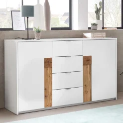 Kombi Sideboard in Weiß & Asteiche - Solvidda