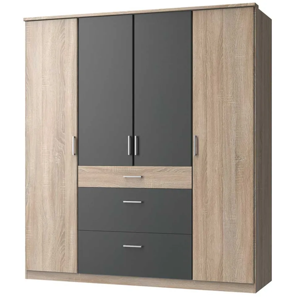 Kombi-Drehtürenschrank in Eiche Sägerau - Danah