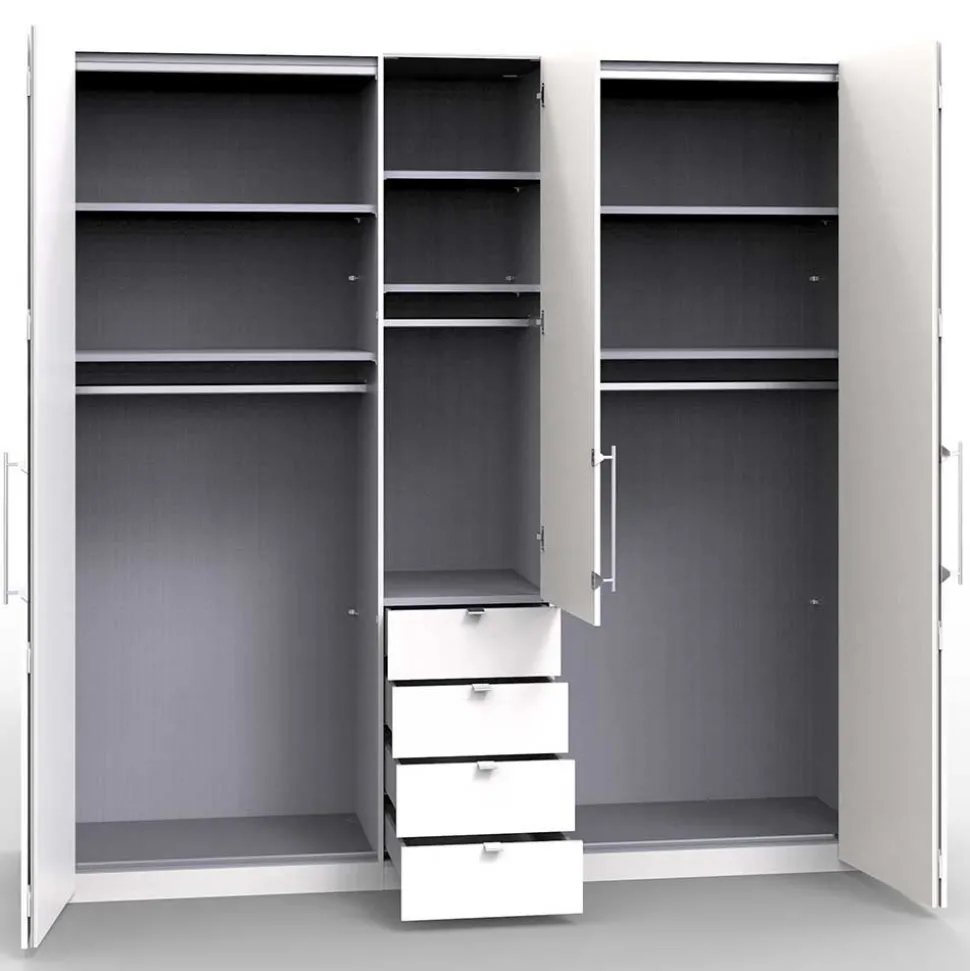 Kombi-Kleiderschrank mit 2 Falttüren & Tür - Tivierto