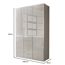 Kombi-Schlafzimmerschrank mit fünf Schubladen - Nucina