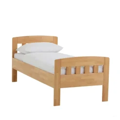 Komfort-Einzelbett Label aus Massivholz Buche klar lackiert