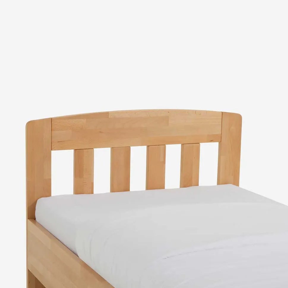 Komfort-Einzelbett Label aus Massivholz Buche klar lackiert