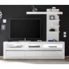 Kompakte TV Wand in Weiß Hochglanz Mextra mit Lowboard (zweiteilig)