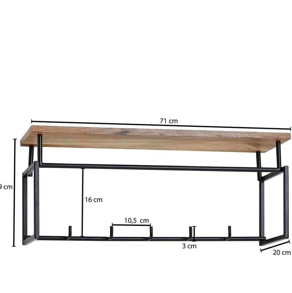 Kompakte Wandgarderobe mit Holz Hutboden - Burgossi