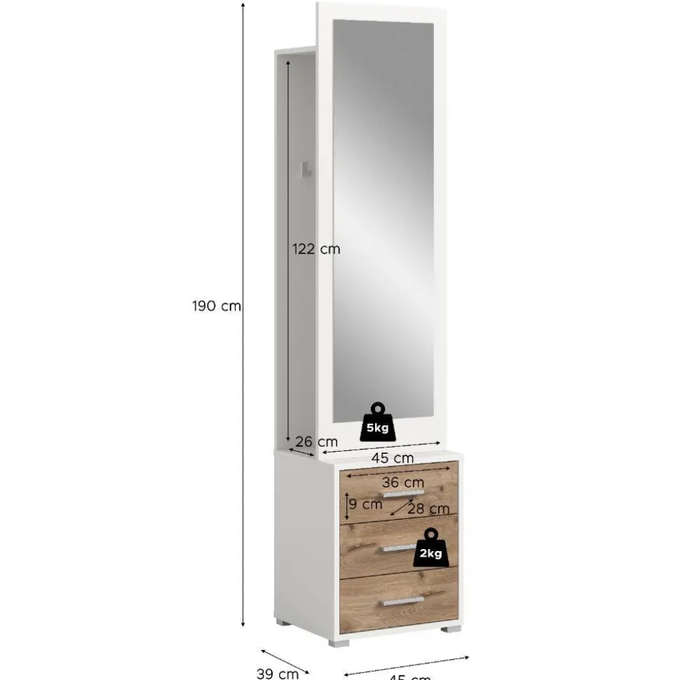 Kompaktgarderobe in Weiß mit Asteiche - Wakes