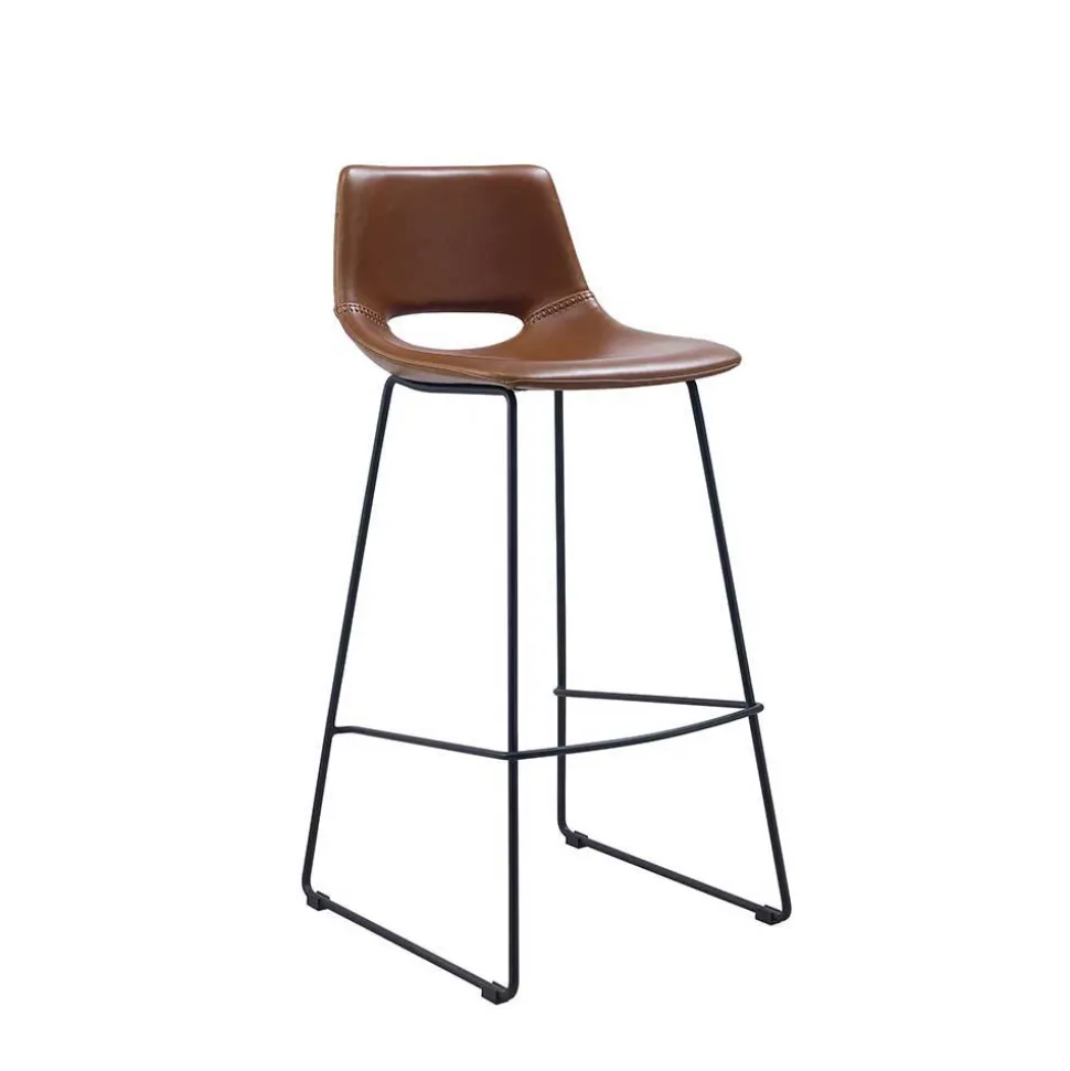 Kultiger Barstuhl in Braun Schwarz - Ricinga (2er Set)