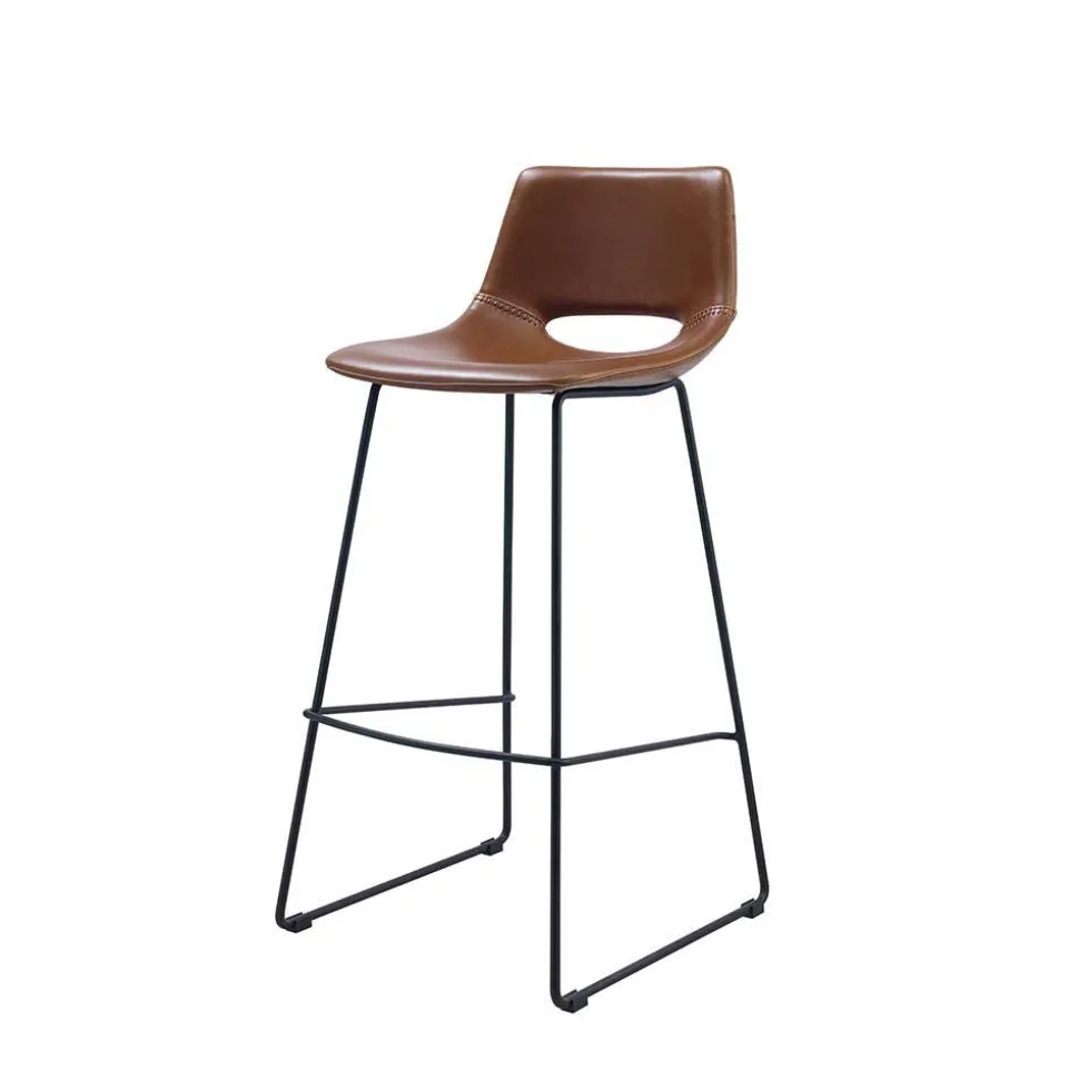 Kultiger Barstuhl in Braun Schwarz - Ricinga (2er Set)