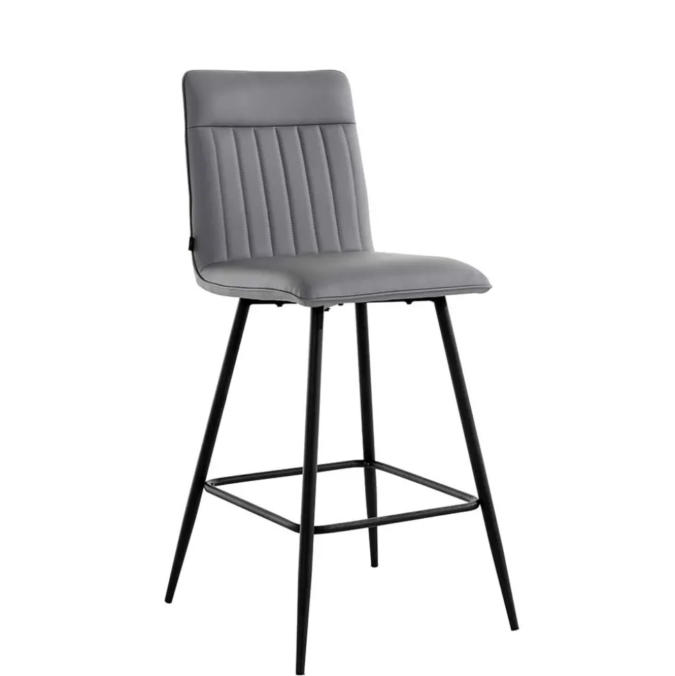 Kunstleder Barstühle in Grau - Eleganto (2er Set)