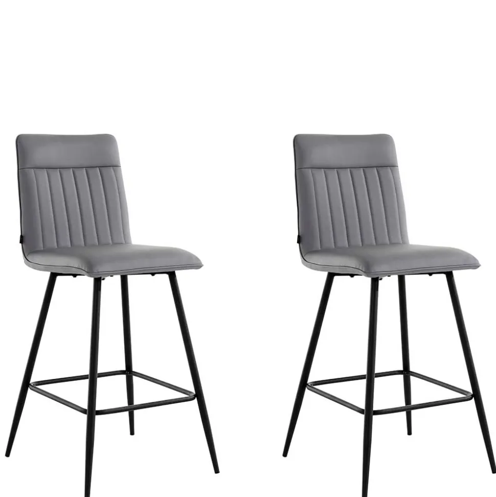 Kunstleder Barstühle in Grau - Eleganto (2er Set)