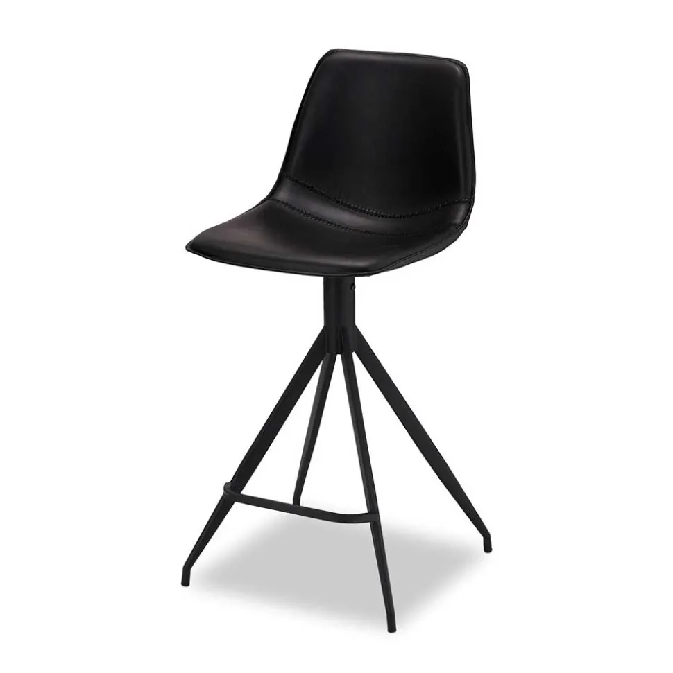 Kunstleder Barstuhl in Schwarz - Bennetto (2er Set)