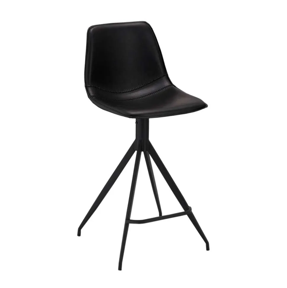 Kunstleder Barstuhl in Schwarz - Bennetto (2er Set)