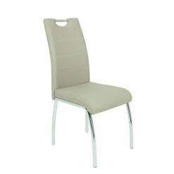 Kunstleder Essstuhl in Beige & Chrom - Jenna (Set)