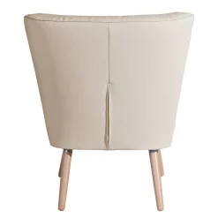 Kunstleder Retrosessel in Beige und Buche - Sylverta