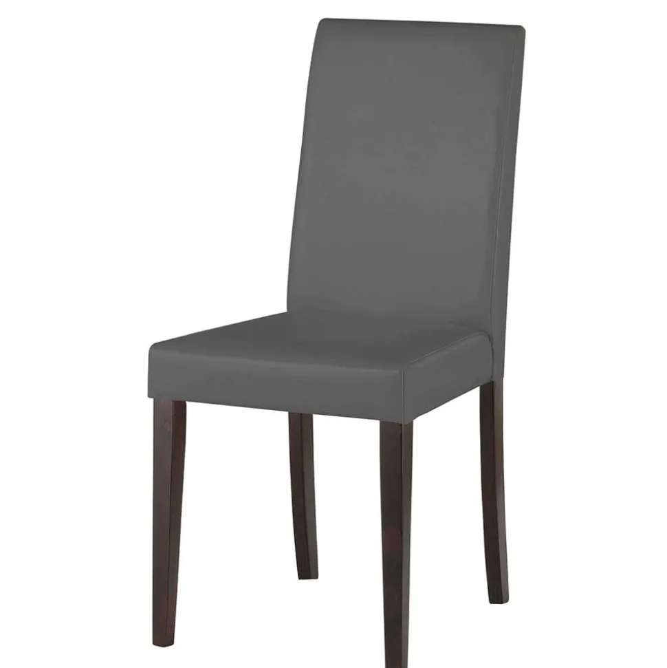 Kunstleder Stühle in Grau mit Wenge - Burina (2er Set)