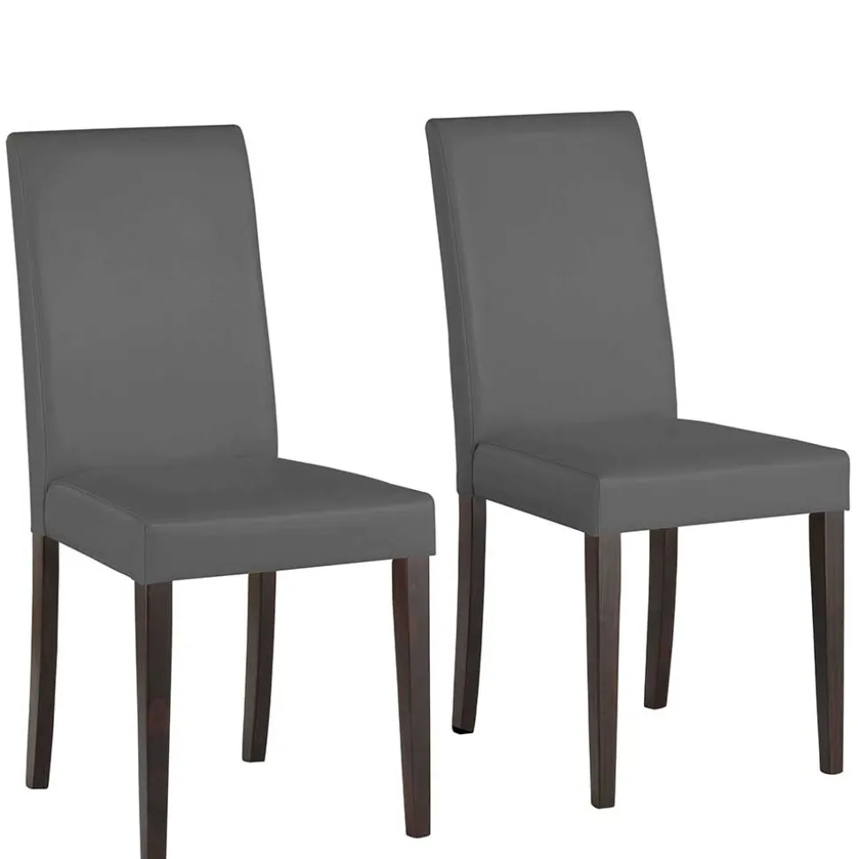 Kunstleder Stühle in Grau mit Wenge - Burina (2er Set)