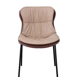 Kunstleder Stuhl in Beige und Hellbraun - Buhama