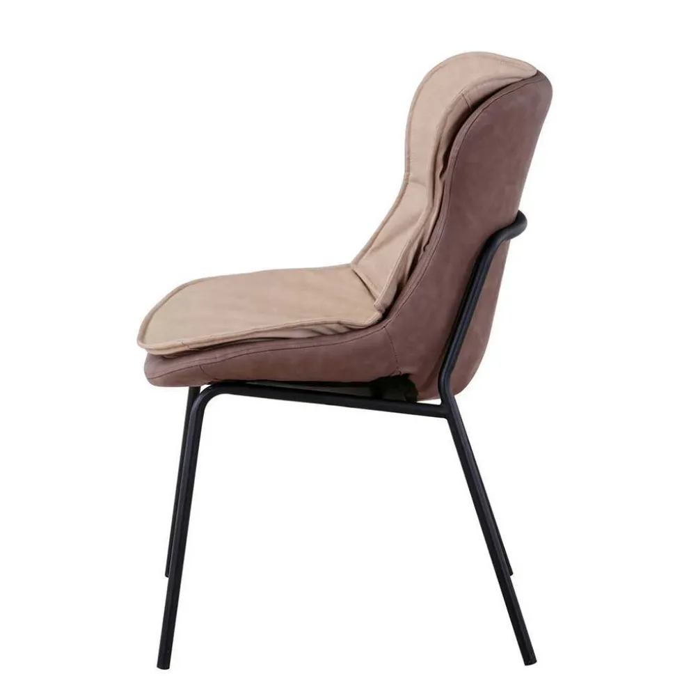 Kunstleder Stuhl in Beige und Hellbraun - Buhama