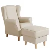 Kunstledersessel in Beige mit Buche Natur - Charleen