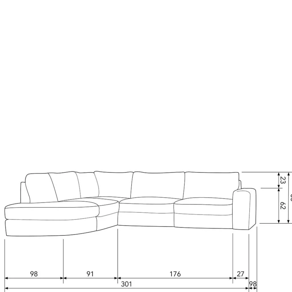 L Sofa aus Webstoff in Anthrazit - Jilatov