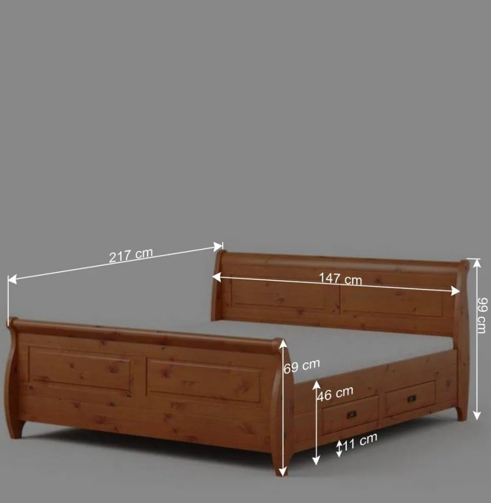 Landhaus Bett in 140x200 mit Schubladen - Lusanne