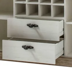 Landhaus Buffet Schrank in Weiß Pinie Nedita 184 cm breit