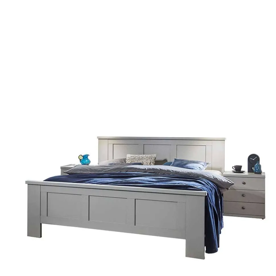 Landhaus Doppelbett in Hellgrau - Ridonna